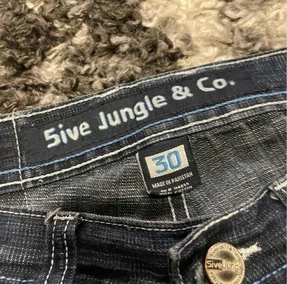 Vintage Y2K 5ive Jungle & Co. Baggy Embroidered Jeans Size 30 - Picture 4 of 7